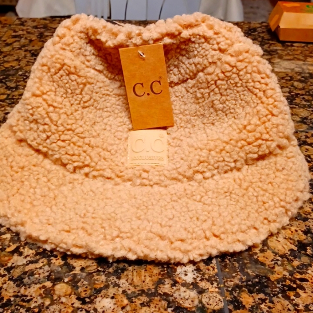 C.C Women's Winter Faux Fur Teddy Style Fisherman Bucket Hat